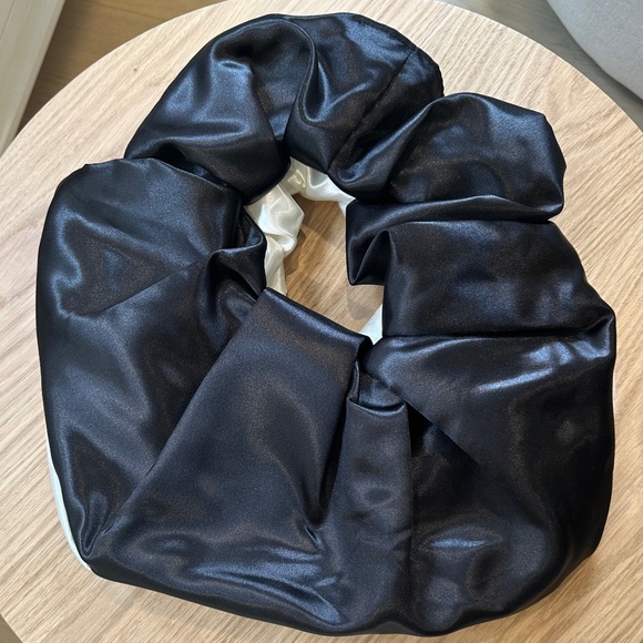 Black & White Satin Scrunchie / Croissant Scarf Bag - Picture 1 of 10